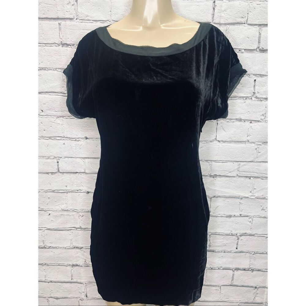 Banana Republic Womens Black Velvet Silk Blend Cocktail Sheath Dress Size Small